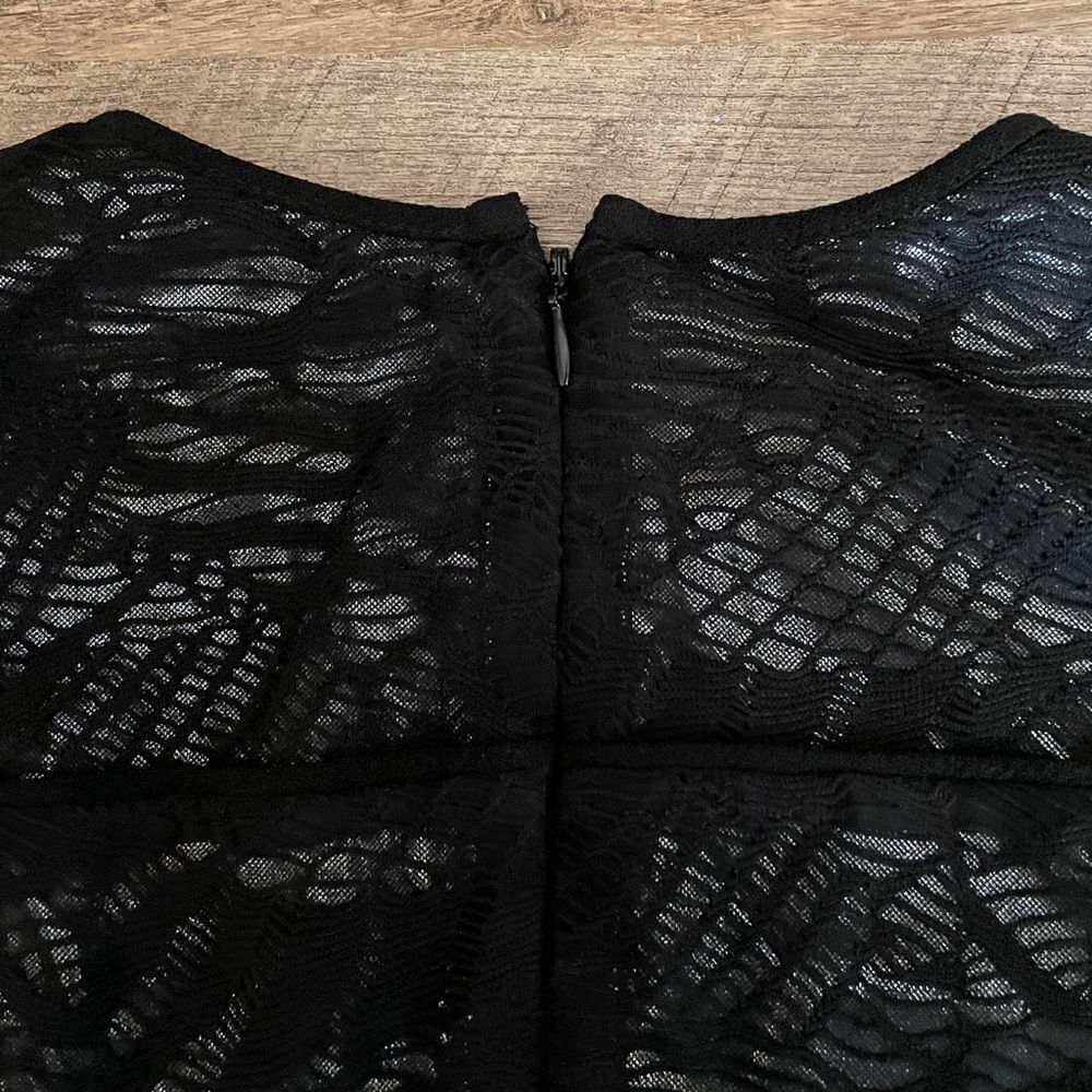 Marc New York Andrew Marc Metallic Black Lace Sheath Dress Size 4 - Picture 9 of 14